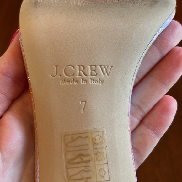J. Crew Ankle Strap Sandal Size 7 Iridescent Snake Embossed Leather - Picture 5 of 8